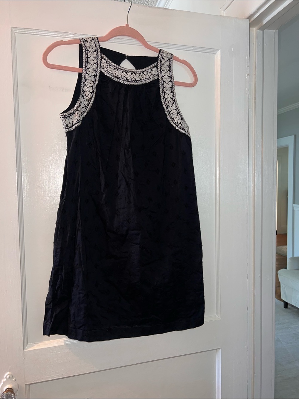 Old Navy Black Dress with White Embroidered Trim